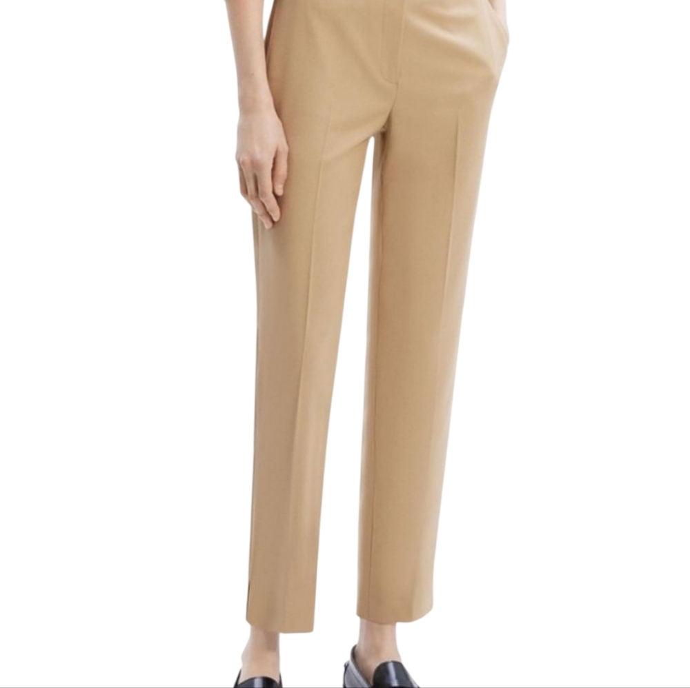 Theory Neutral Tan Virgin Wool High Waisted Tapered Trousers in New Camel size 6